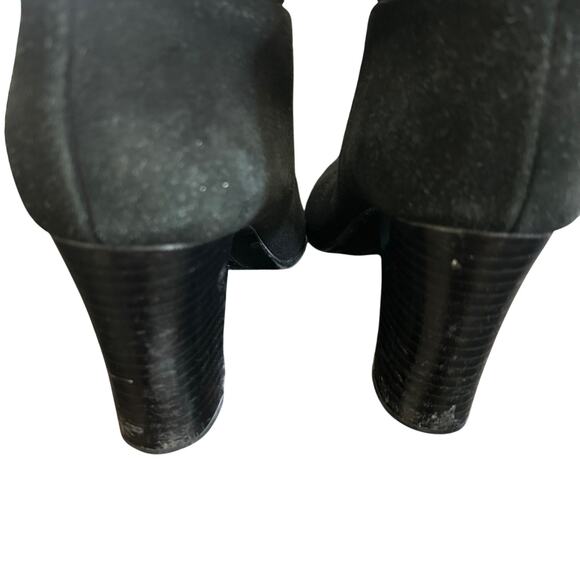Apostrophe Black Suede Leather Boots SZ 9.5 Womens Knee High 3.5' Heel Side Zip - Picture 6 of 8